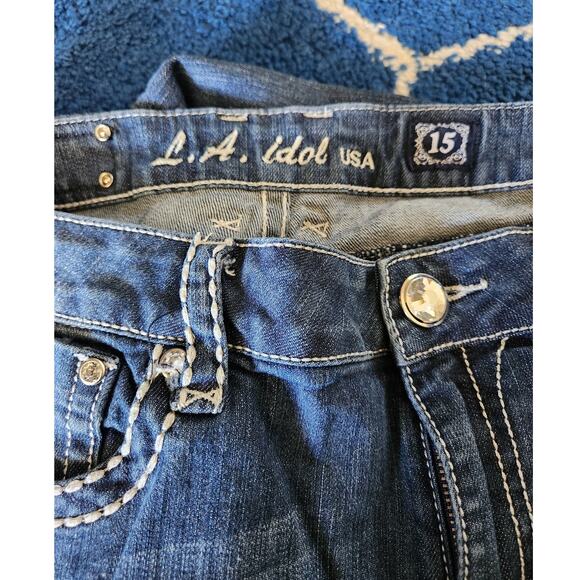 L.A Idol Women's Blinged Out Boot Cut Denim Jeans 15 W37 L34 - Picture 5 of 7
